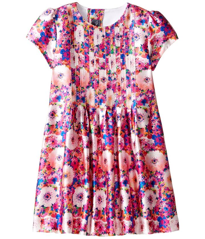 Oscar De La Renta Childrenswear - Rainbow Dalhia Mikado Short Sleeve Pin Tuck Dress
