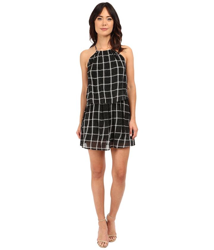 Michael Stars - Plaid Mesh Layered Halter Dress