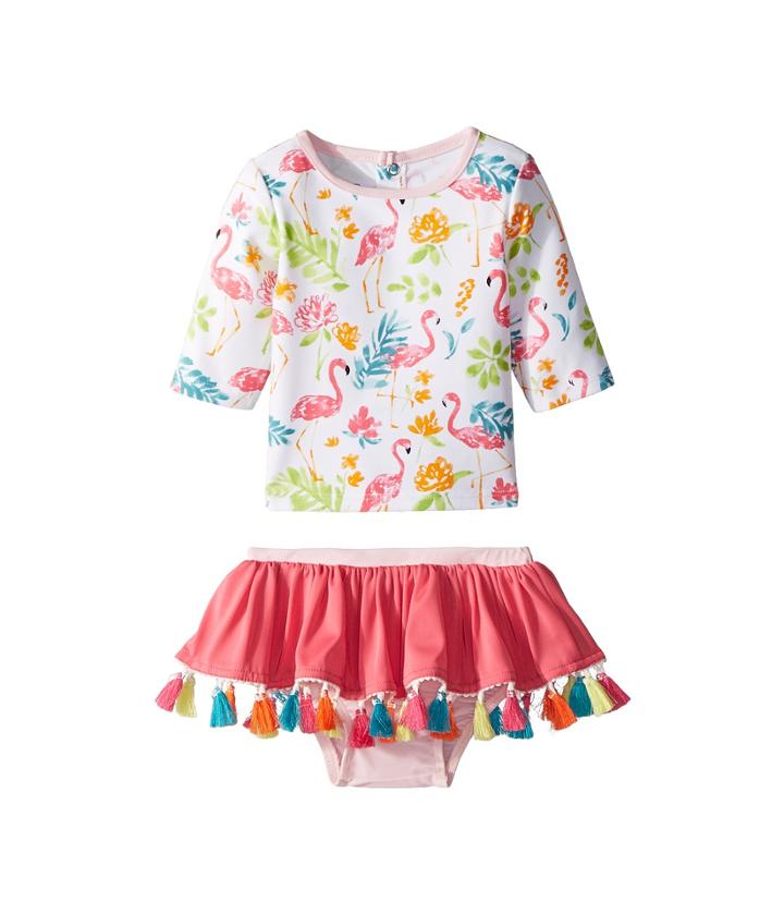Mud Pie - Floral Flamingo Rashguard Two-piece Swimsuit