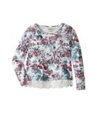 Lucky Brand Kids - Floral Long Sleve Terry Shirt With Lace Trim