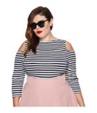 Unique Vintage - Plus Size Jagger Cold Shoulder Top