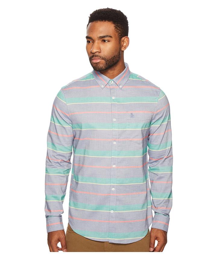 Original Penguin - Long Sleeve Stripe W/ Stretch Chambray Shirt