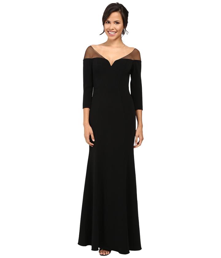 Badgley Mischka - Off The Shoulder Crepe Gown