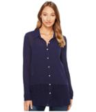 Mod-o-doc - Gauze Button Front Shirt With Lace Trim