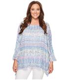 Nally &amp; Millie - Plus Size Ikat Stripe Printed Tunic
