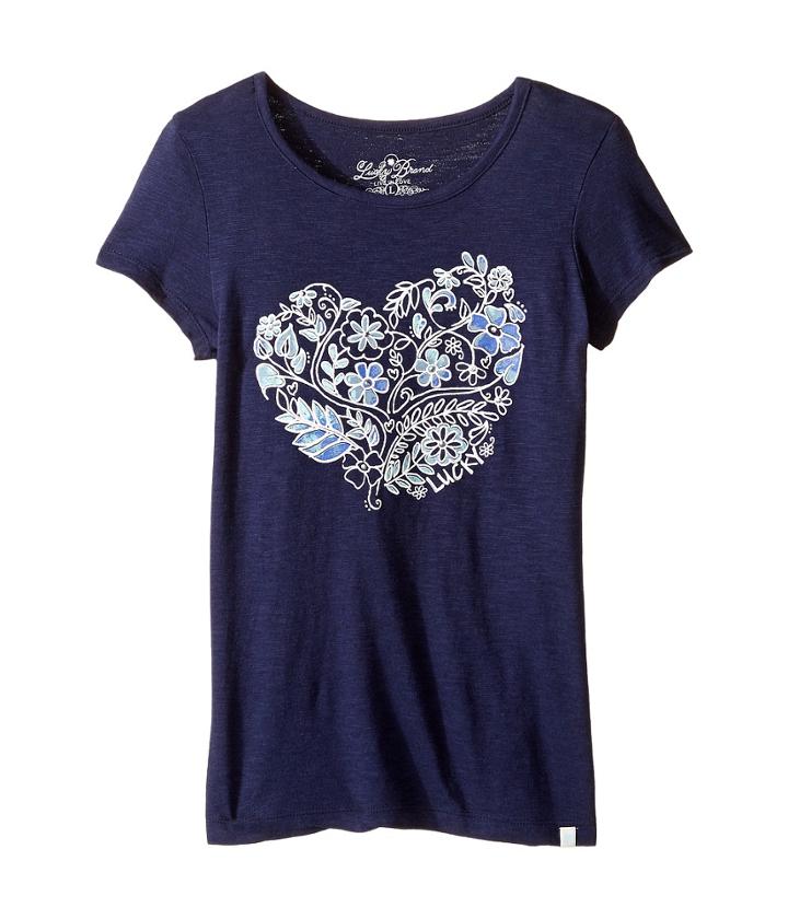 Lucky Brand Kids - Short Sleeve Heart Tee In Jersey