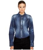 Dsquared2 - Stretch Denim Shirt With Ruffle Detail