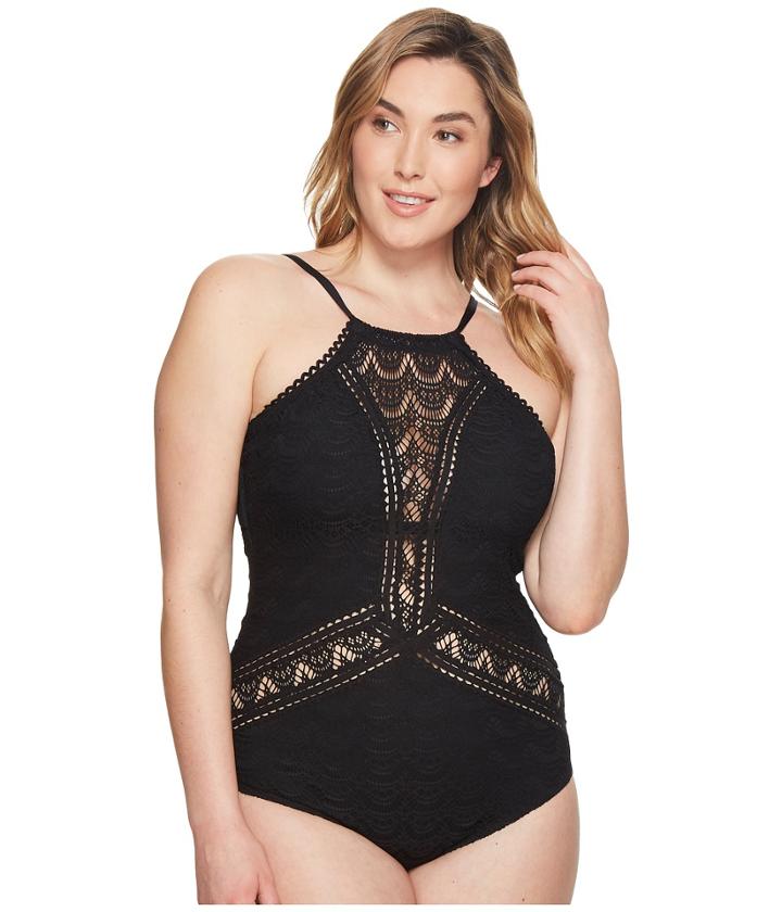 Becca By Rebecca Virtue - Plus Size Color Play High Neck One-piece
