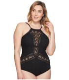 Becca By Rebecca Virtue - Plus Size Color Play High Neck One-piece