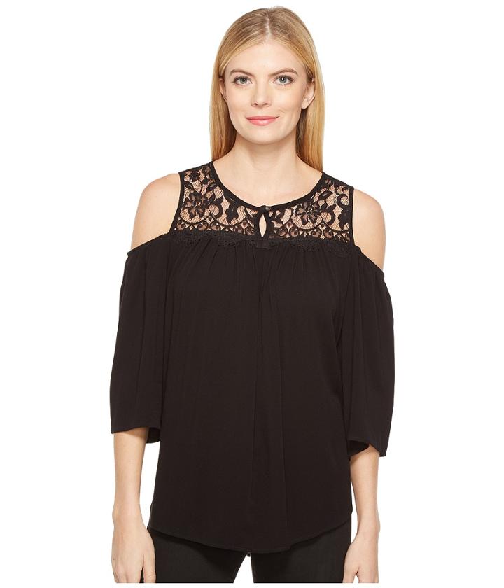 Karen Kane - Lace Yoke Cold Shoulder Top
