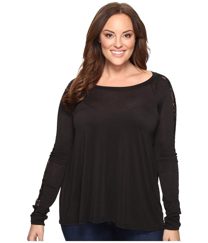 Roper - Plus Size 0611 Solid Black Ity Jersey Tunic