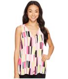 Vince Camuto - Sleeveless Charming Graphic Drape Front Blouse