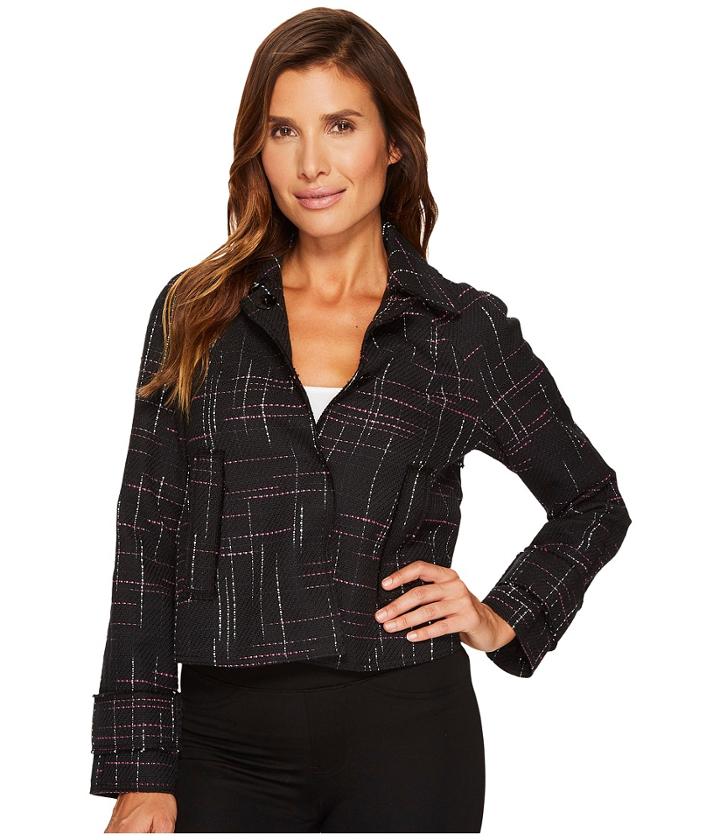 Ellen Tracy - Contrast Stitch Detail Tweed Jacket