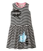 Fendi Kids - Sleeveless Striped Dress W/ Logo Cat Graphic