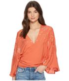 Lucky Brand - Embroidered Wrap Top