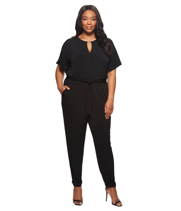 Michael Michael Kors - Plus Size Solid Square Sleeve Jumpsuit