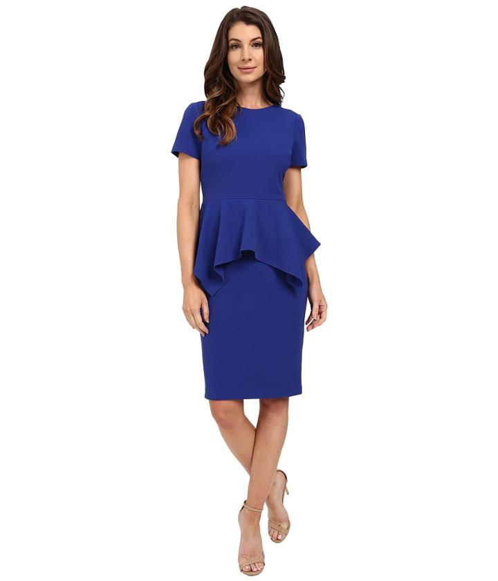 Badgley Mischka - Stretch Faille Peplum Dress