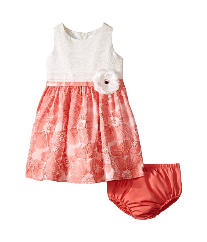 Us Angels - Brocade Lace Sleeveless Dress W/ Satin Ribbon Trim