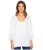 Tribal - On Or Off The Shoulder Blouse W/ Eyelet Detail