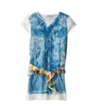 Junior Gaultier - Dress With Image Of Denim Romper And Floral Scarf Belt