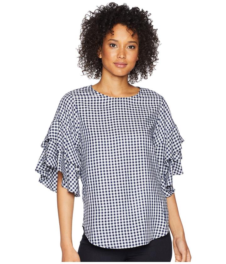 Karen Kane - Gingham Ruffle Sleeve Top