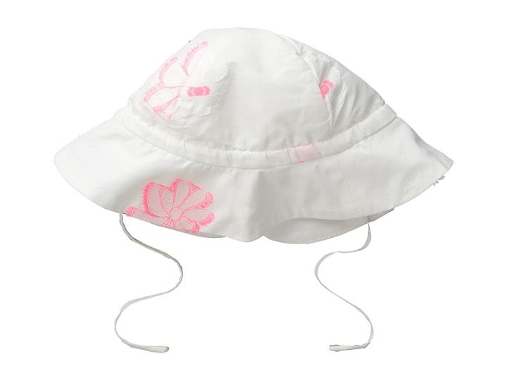 Chloe - White Hat With Pink Flowers