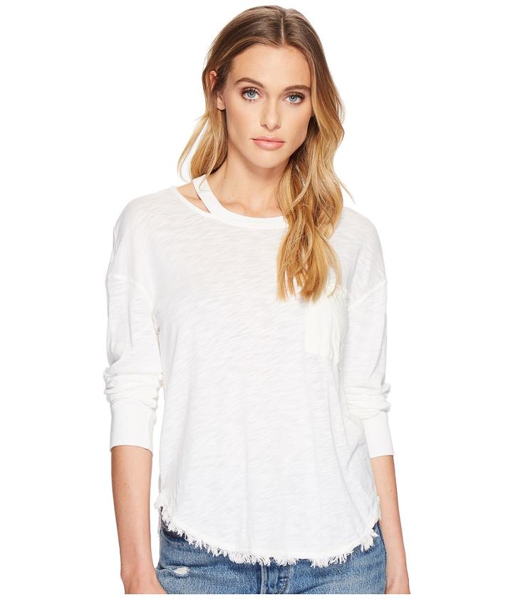 Splendid - Seaport Mixed Media Cut Out Neck Long Sleeve Tee