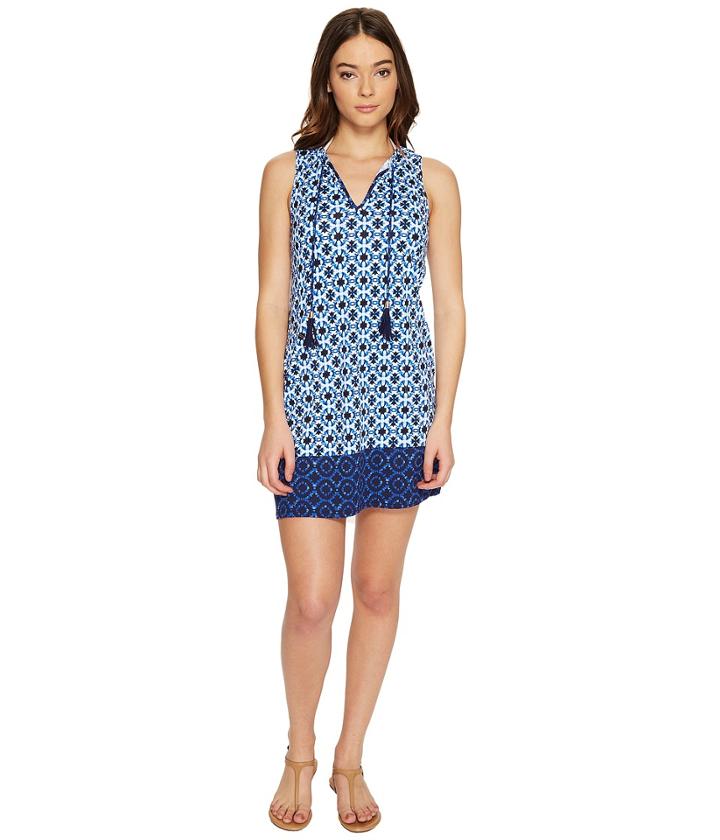 Tommy Bahama - Shibori Splash Split-neck Swim Dress Cover-up