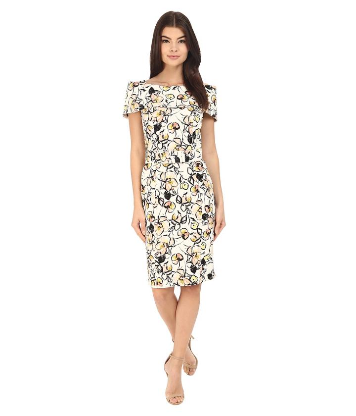 Badgley Mischka - Wrap Shoulder Sheath Print Dress