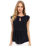 Lucky Brand - Mixed Fabric Shell Top