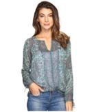 Lucky Brand - Grey Paisley Peasant Top