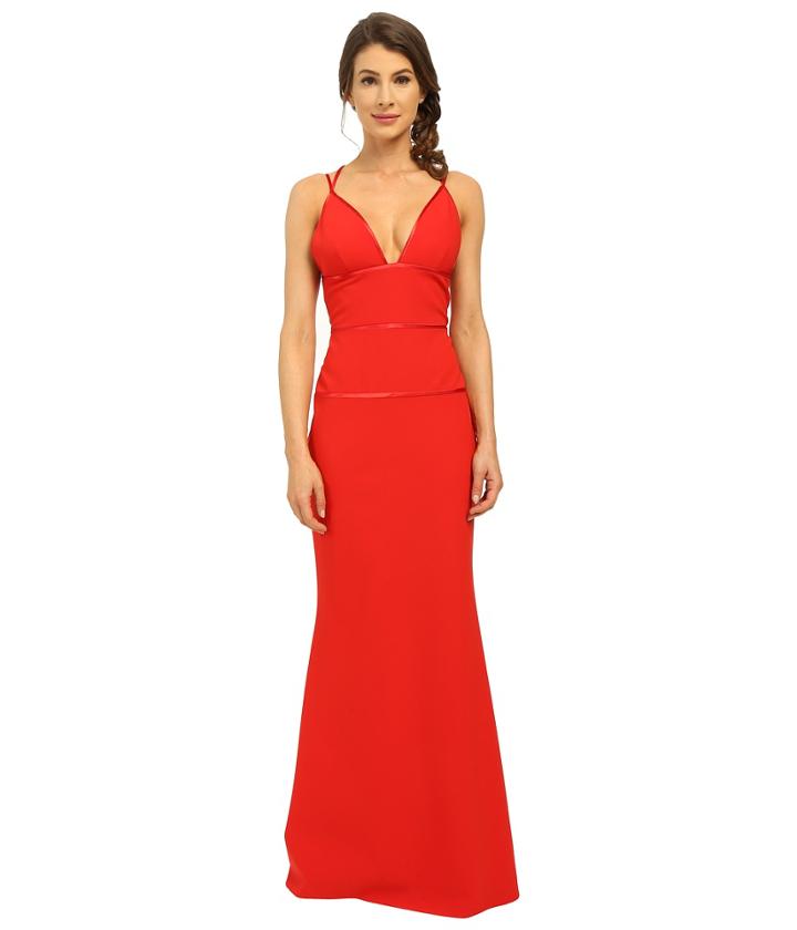 Jill Jill Stuart - Deep-v Spagetti Straps Fitted Elastane Gown