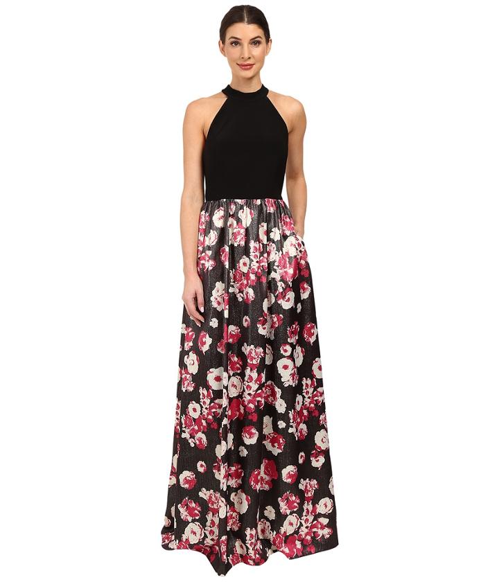 Adrianna Papell - Jersey Halter Bodice And Jacquard Skirt