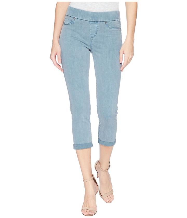 Liverpool - Sienna Pull-on Rolled Capris In Slub Stretch Twill In Bluestone