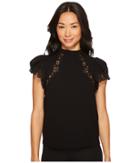 Rebecca Taylor - Short Sleeve Crepe Lace Top