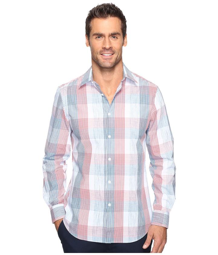 Perry Ellis - Ombre Space Dye Plaid Shirt
