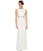 Adrianna Papell - Fluttered Short Sleeve Beaded Crepe Gown