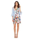 Donna Morgan - Crepe Floral Placement Print Dress With Bell Sleeve
