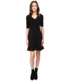 M Missoni - Solid Ribstitch V-neck Short Sleeve Dress