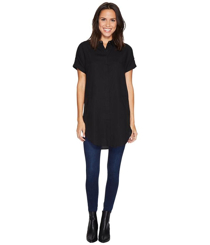 Catherine Catherine Malandrino - Short Sleeve Button Front Tunic With Collar