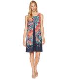 Tribal - Printed Georgette Sleeveless Dress With Printed Overlay