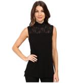 Vince Camuto - Sleeveless Top With Lace Mock Neck And Yoke