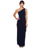 Adrianna Papell - One Shoulder Jersey Draped Halter Gown