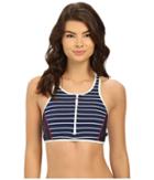 Nautica - Classic Stripe Soft Cup Zip Front Sports Bra Na30166