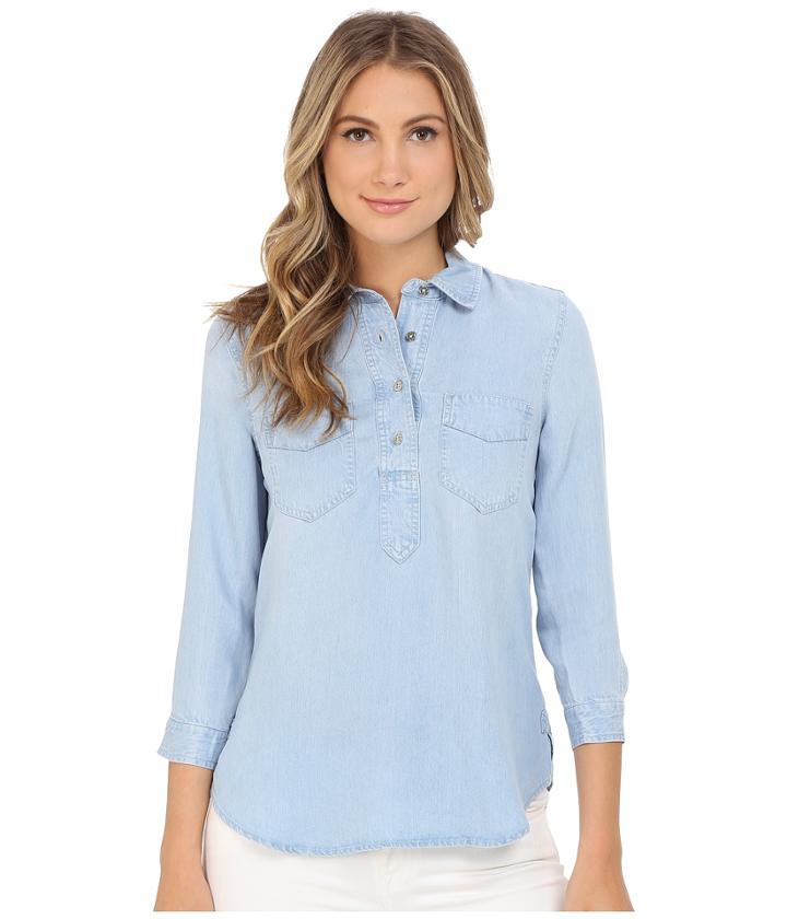 7 For All Mankind - Patched Denim Shirt In Athenia Light Blue