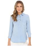 7 For All Mankind - Patched Denim Shirt In Athenia Light Blue