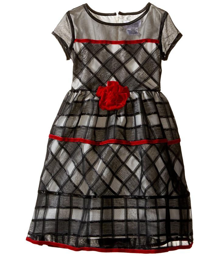Us Angels - Short Sleeve Jacquard Organza Dress