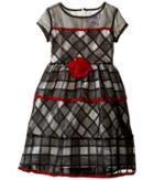 Us Angels - Short Sleeve Jacquard Organza Dress