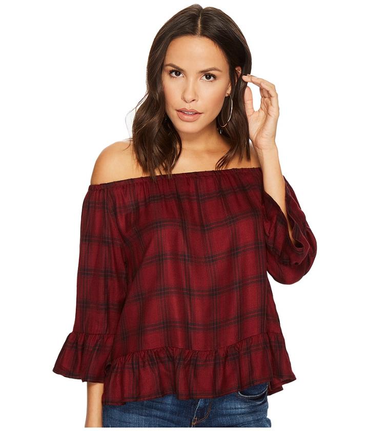 Bb Dakota - Laurian Off The Shoulder Plaid Top