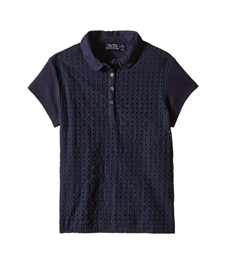 Nautica Kids - Girls Plus Short Sleeve Eyelet Polo